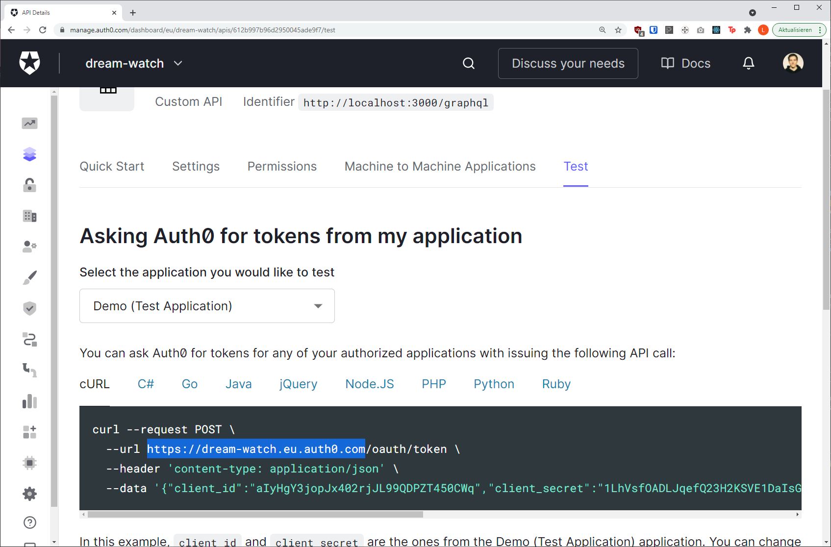 Auth0 domain